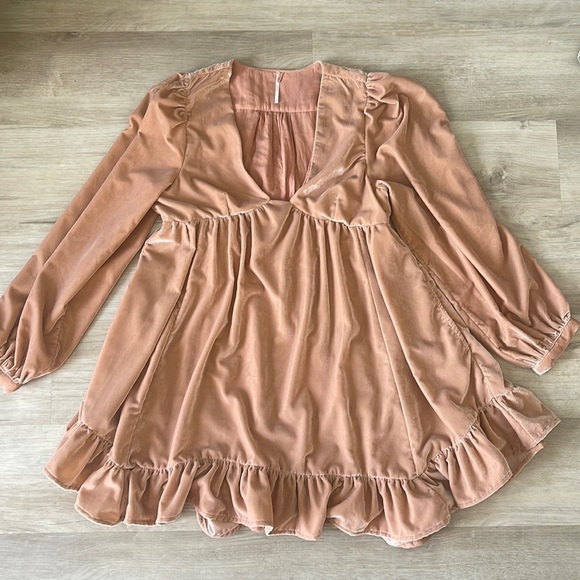 Free People Estella Velvet Flounce Minidress Sz XS - Picture 2 of 11